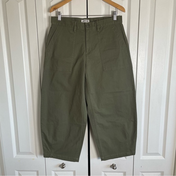 NWOT Lands’ End Chino Barrel Leg Utility Ankle Pants Women’s 8P Green Lagenlook - Picture 3 of 16